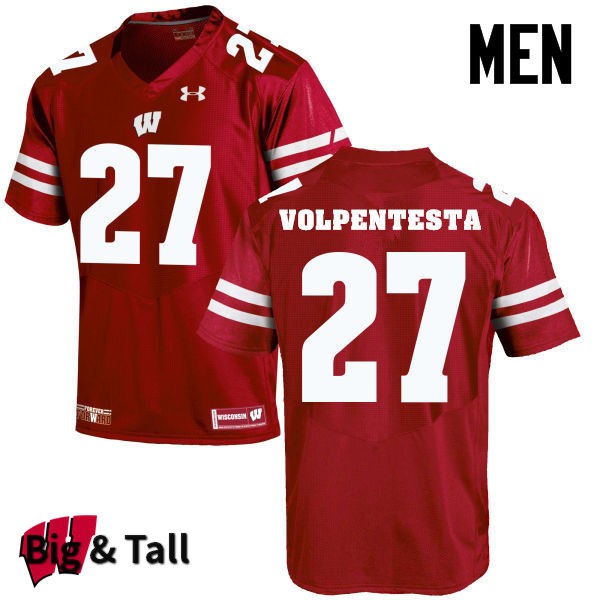 Wisconsin Badgers Men's #20 Cristian Volpentesta NCAA Under Armour Authentic Red Big & Tall College Stitched Football Jersey TC40O44QA